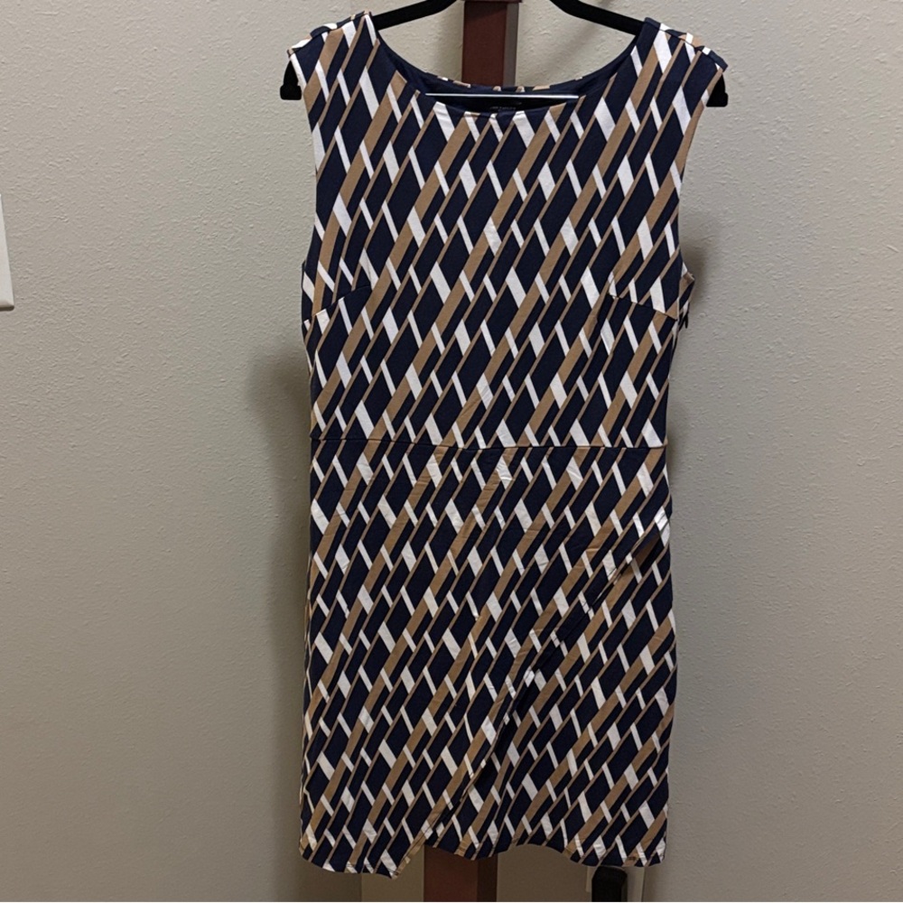 Ann Taylor Navy and Tan Patterned Mini Dress